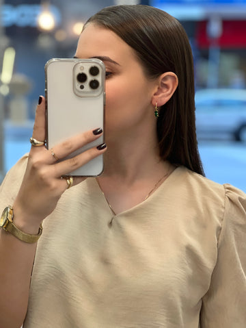 Argola com Pingente Pendurado Verde