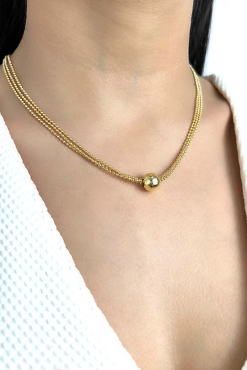 Cordão Triplo com bolinhas E Bola Lisa