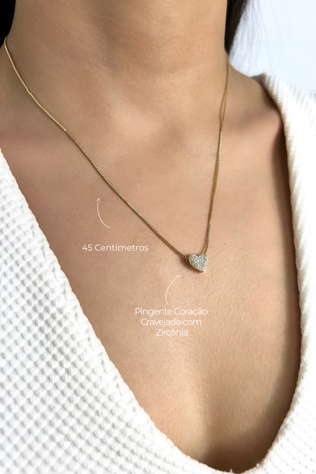 Cordão Coração Cravejado P