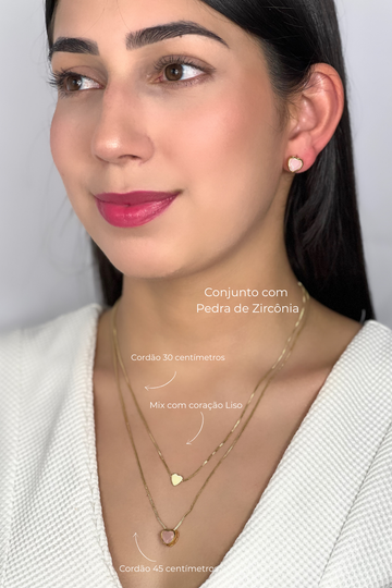 Conjunto Coração Com Cordão Duplo