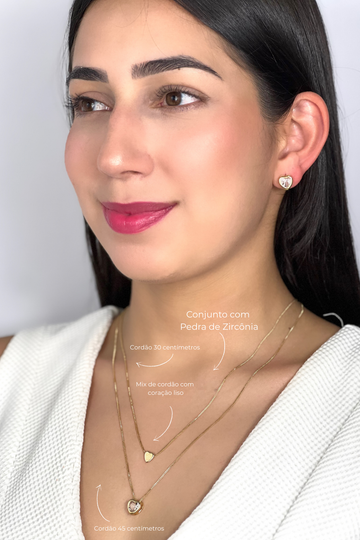 Conjunto Coração Com Cordão Duplo