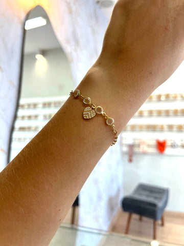 Pulseira Ponto de Luz Com Coração No Meio