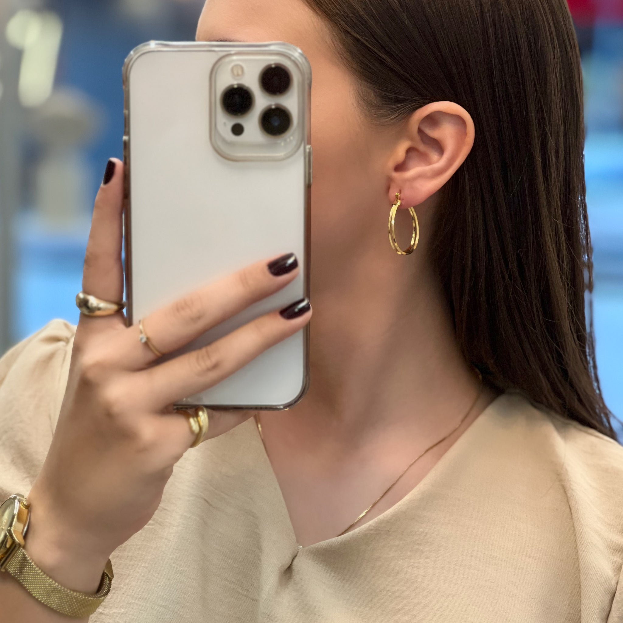 Argola Inglesa Dupla Oval M