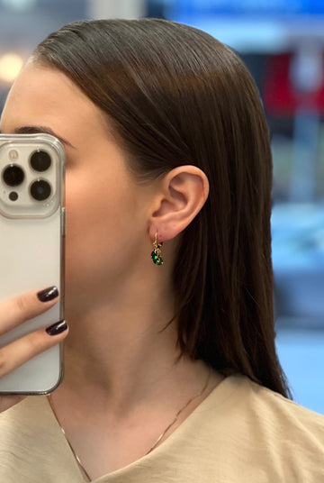 Argola com Pingente Pendurado Verde