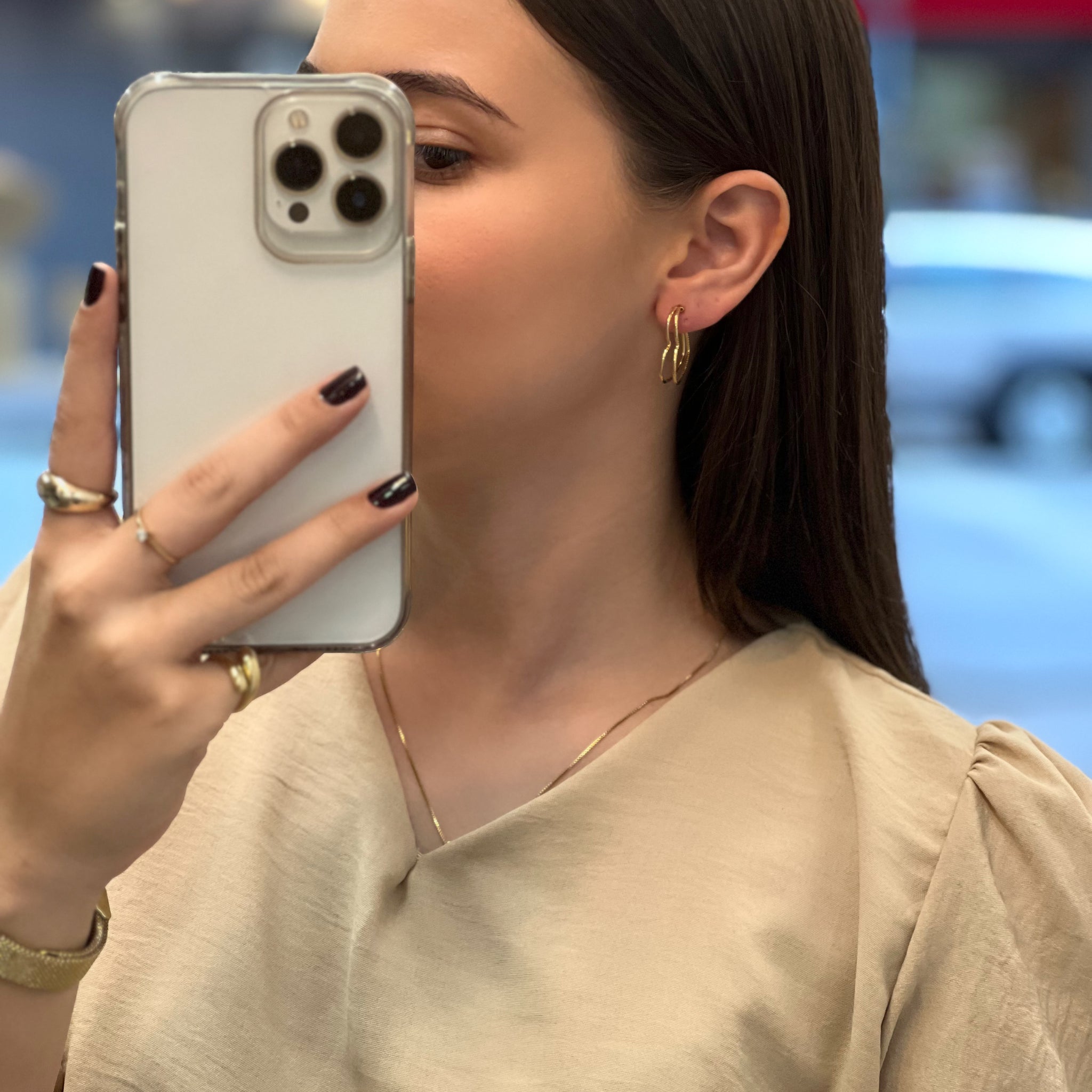 Brinco Coração Duplo Liso