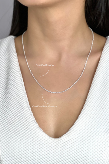 Cordão Baiano Prata 925 2MM 45CM