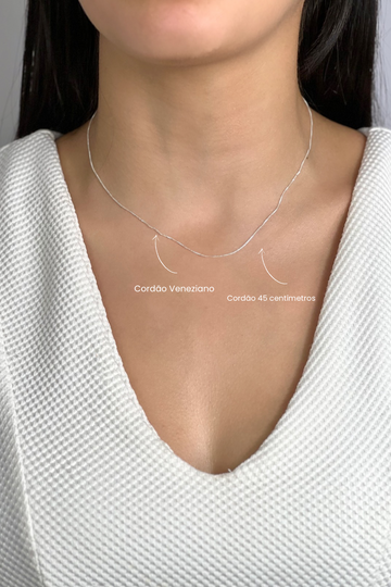 Cordão Veneziana Prata 925 0,5MM 45CM