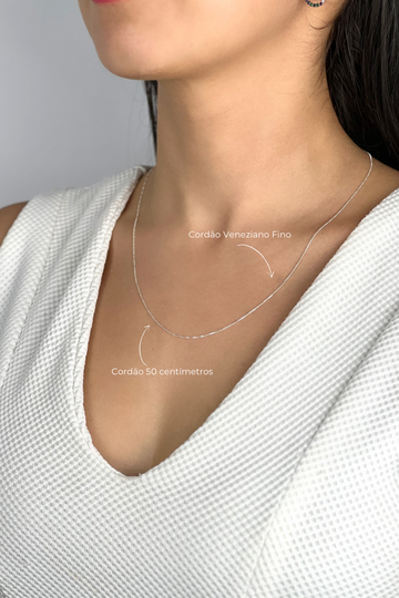 Cordão Veneziana Prata 925 0,5MM 50CM