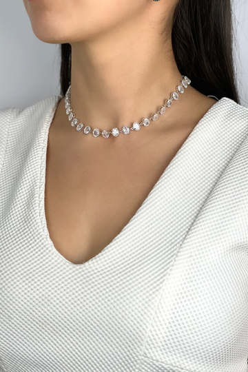Colar Vera com Zircônias Ovais