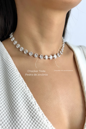 Colar Vera com Zircônias Ovais