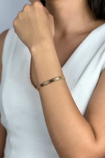 Pulseira Dupla Com Tubos no Centro