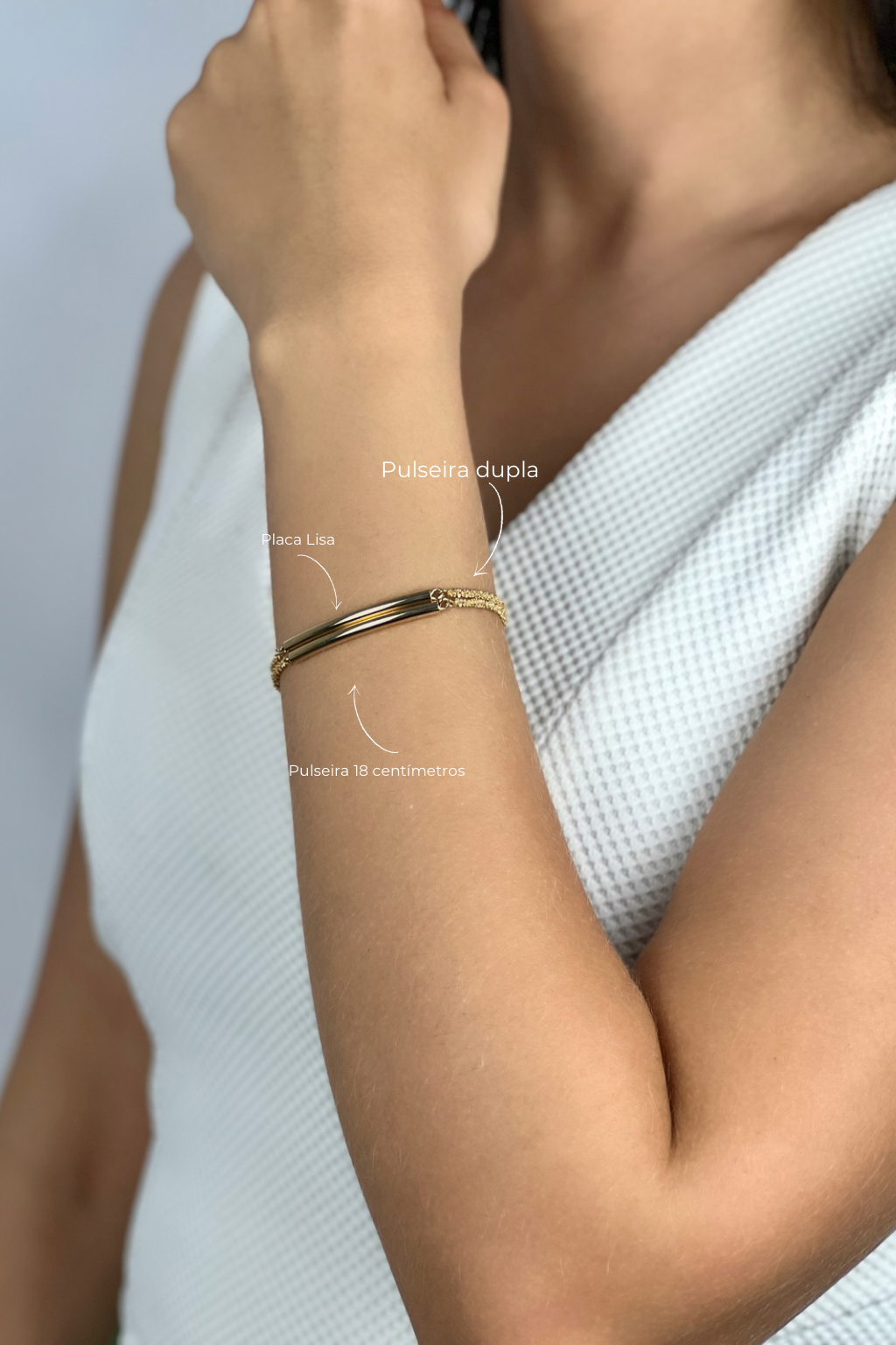 Pulseira Dupla Com Tubos no Centro