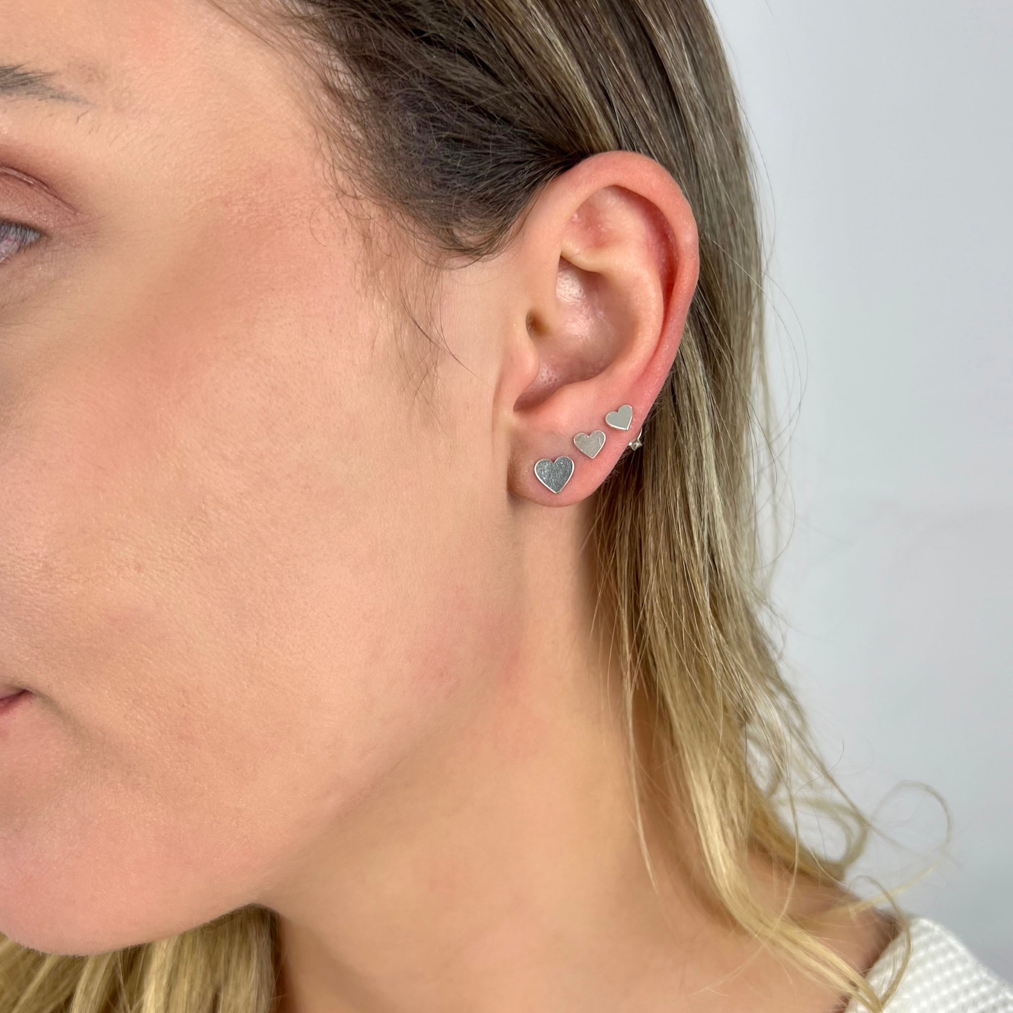 Brinco Trio Coração Liso Prata 925