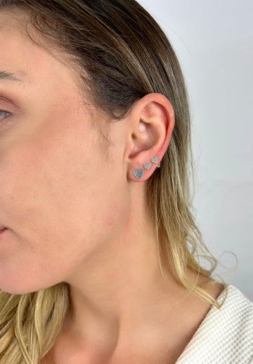 Brinco Trio Coração Liso Prata 925