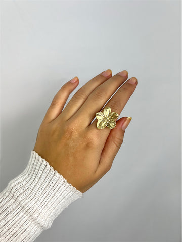 Anel Flor Orgânico Martelado